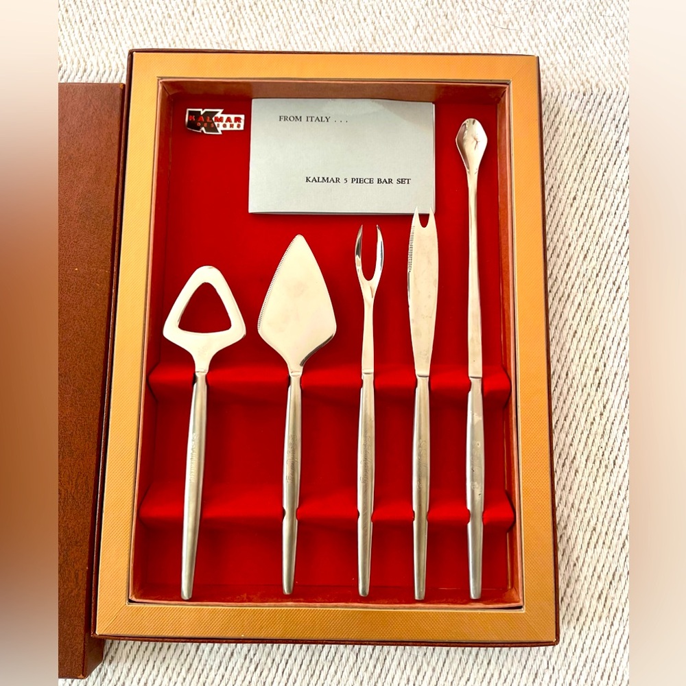 1960's Modern Kalmar Designs 5pc boxed bar set
